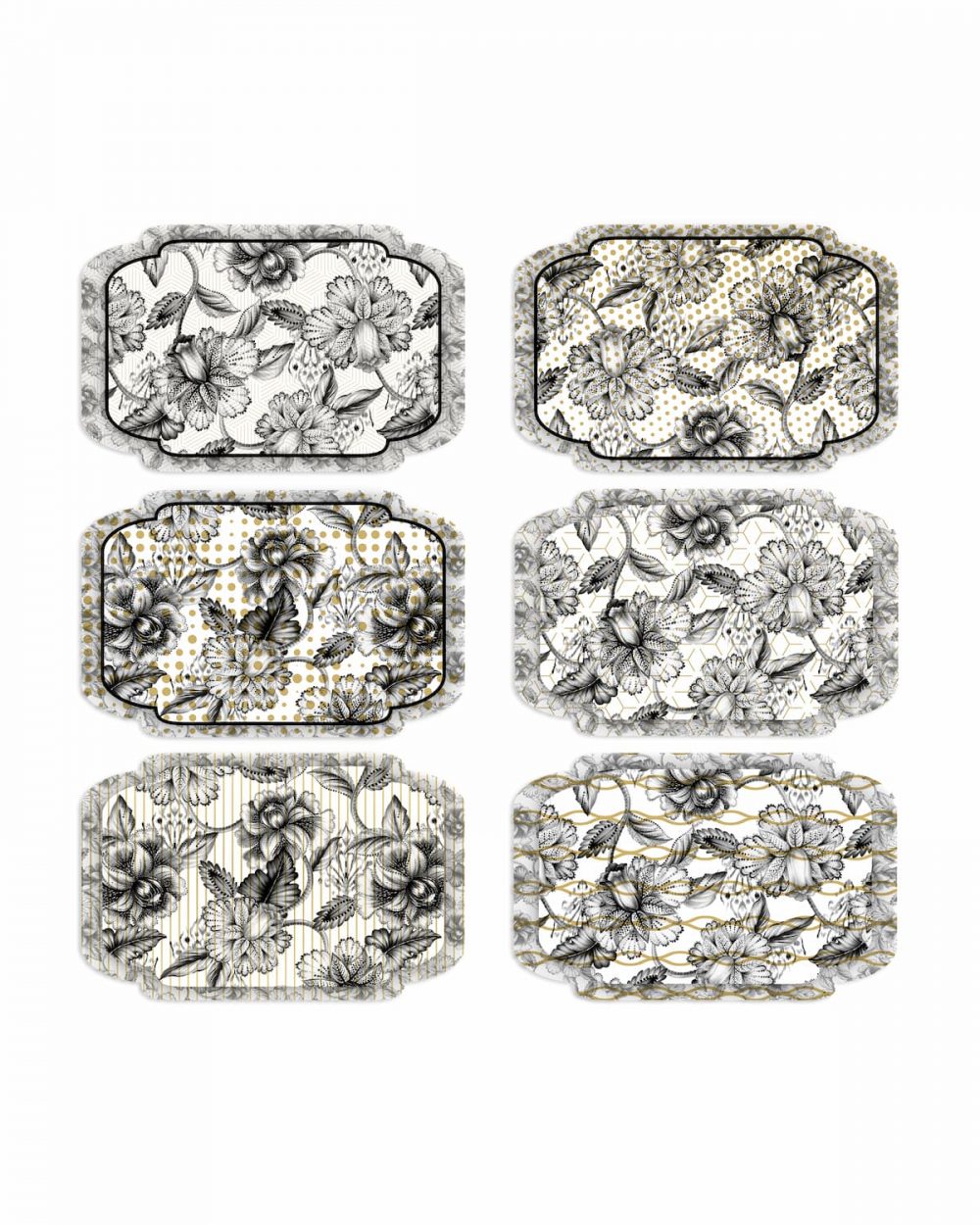 Set tovagliette americane pixie fiori oro argento