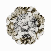 Tovaglietta tonda Pixie fiori oro argento