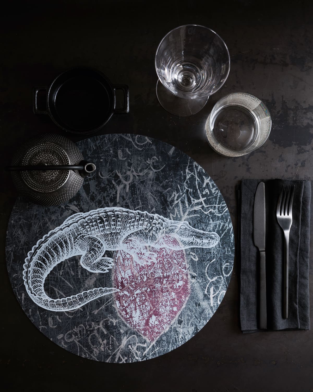 sottopiatto metallo animali coccodrillo