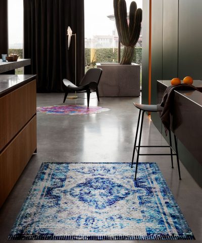 Tappeto Mirzam Blu azzurro blu bianco