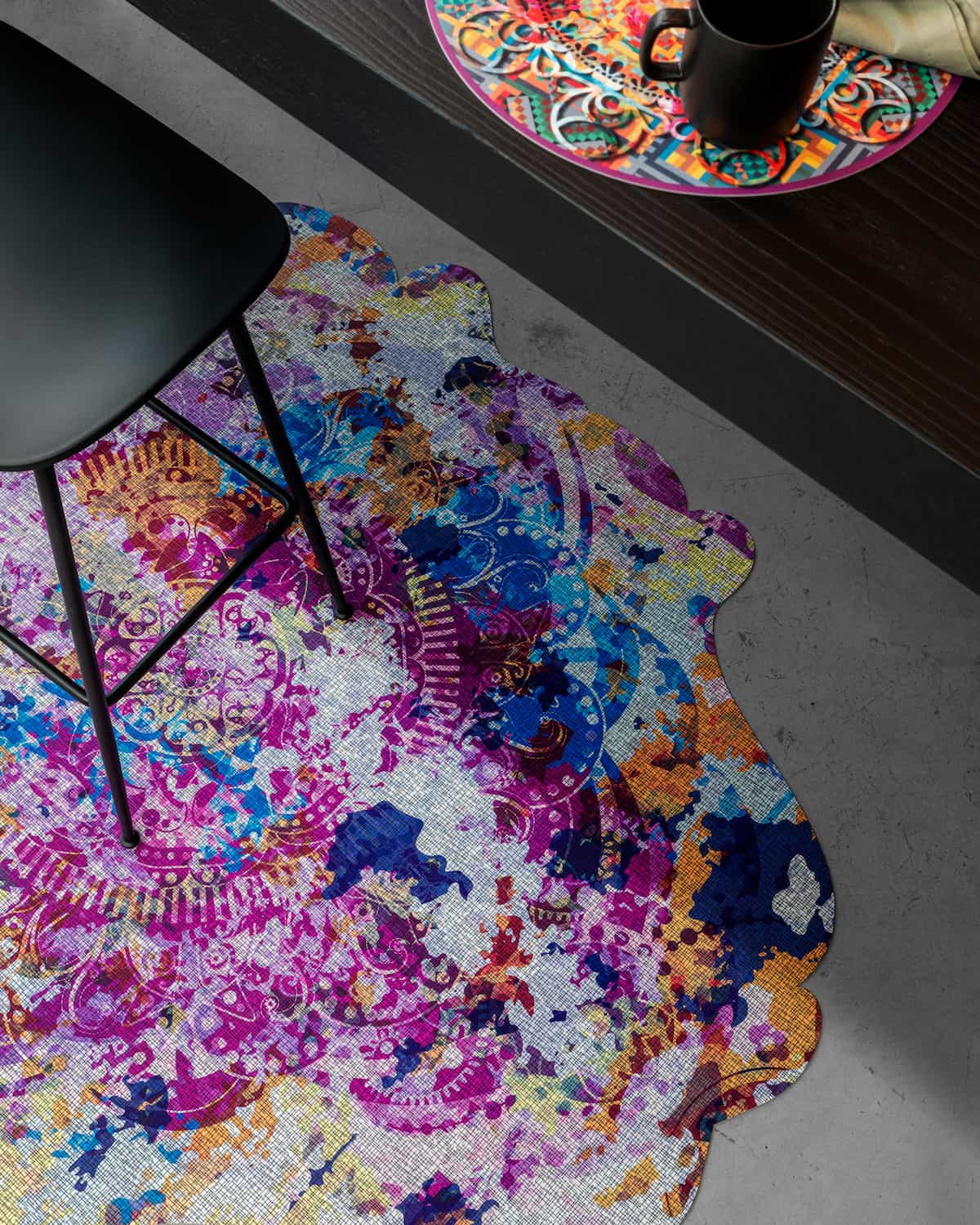 tappeto-mirzam-indie-shaped-rosa-giallo-azzurro-viola Tappeto Mirzam Indie rosa giallo azzurro viola dettaglio