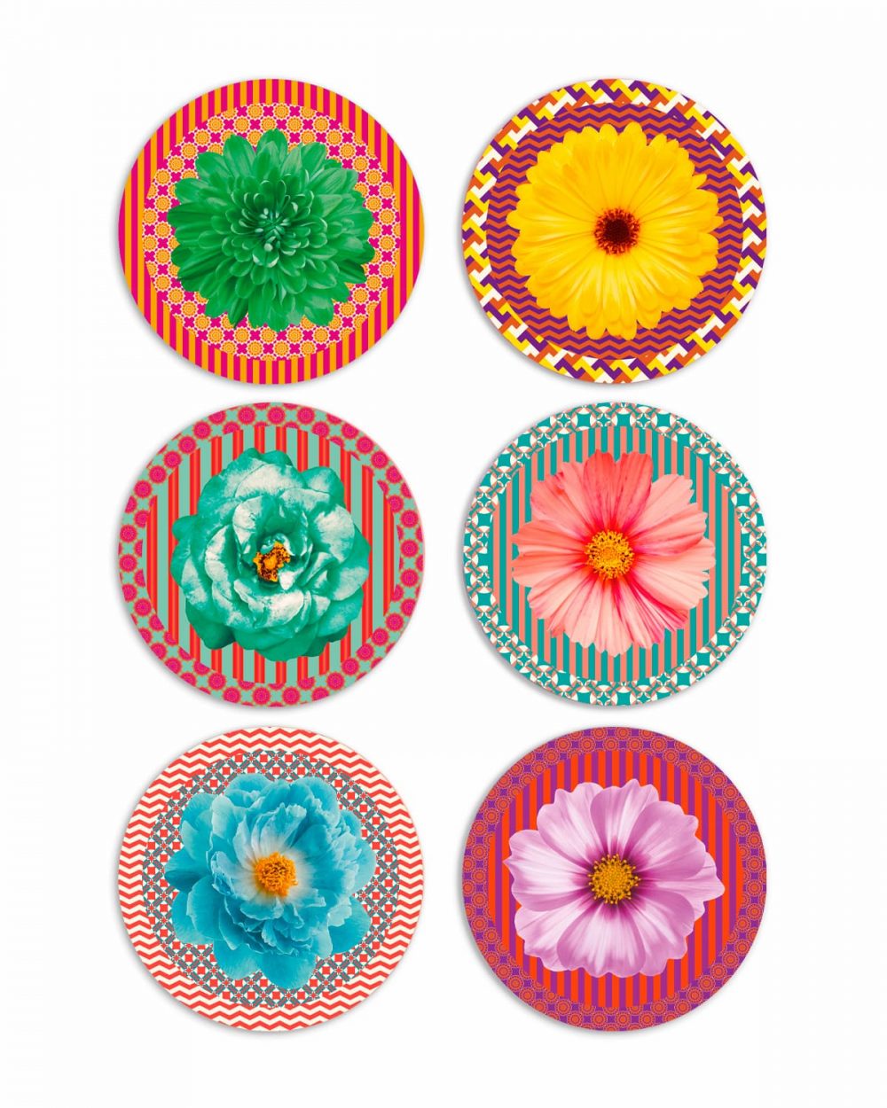 tovagliette tonde flower power set fiori