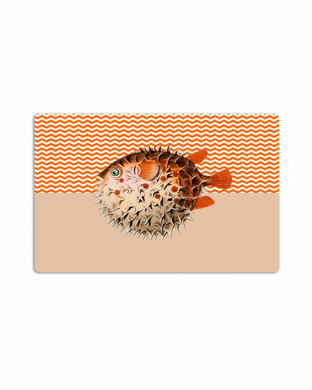 tovaglietta americana marea mare pesce palla grafica zig zag biancae arancione