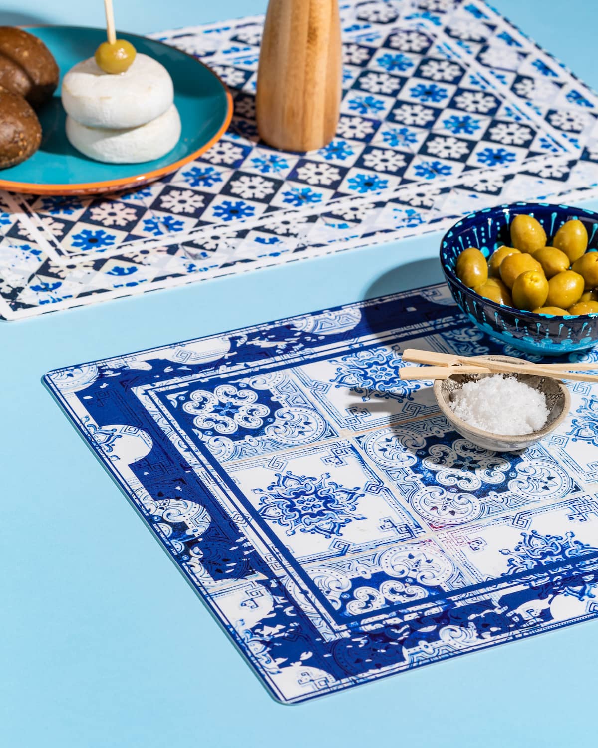tovaglietta-americana-piastrelle-maiolica-dettaglio tovagliette americane piastrelle blu maioliche in pvc dettaglio
