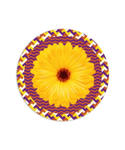 tovaglietta tonda flower power fiore giallo viola arancio
